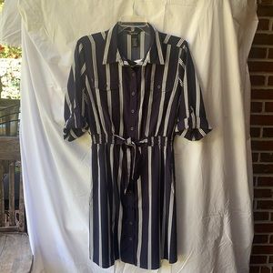 Navy and White Striped Dress